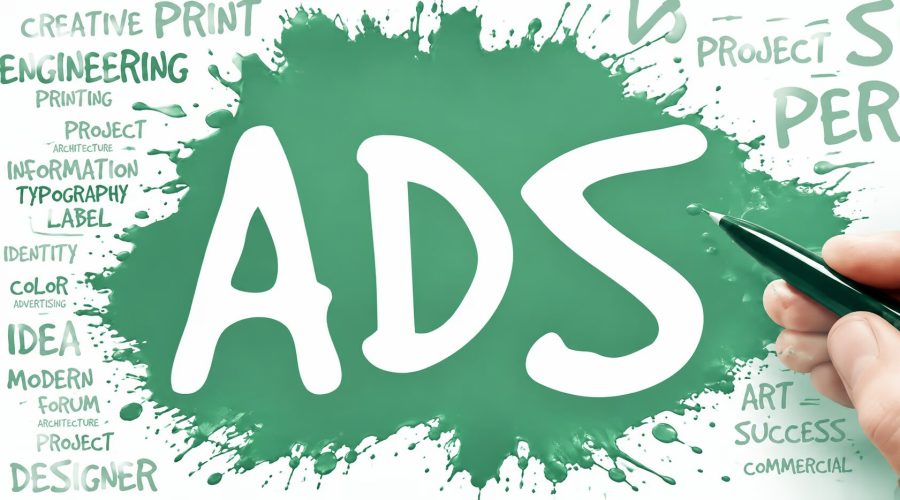 Imagem com a palavra ADS destacada representando estratégias de tráfego pago no marketing digital